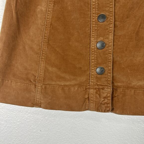 Madewell Skirt Women Size 0 Velveteen Snap Mini Brown Pumpkin Spice Western Boho - Picture 5 of 11